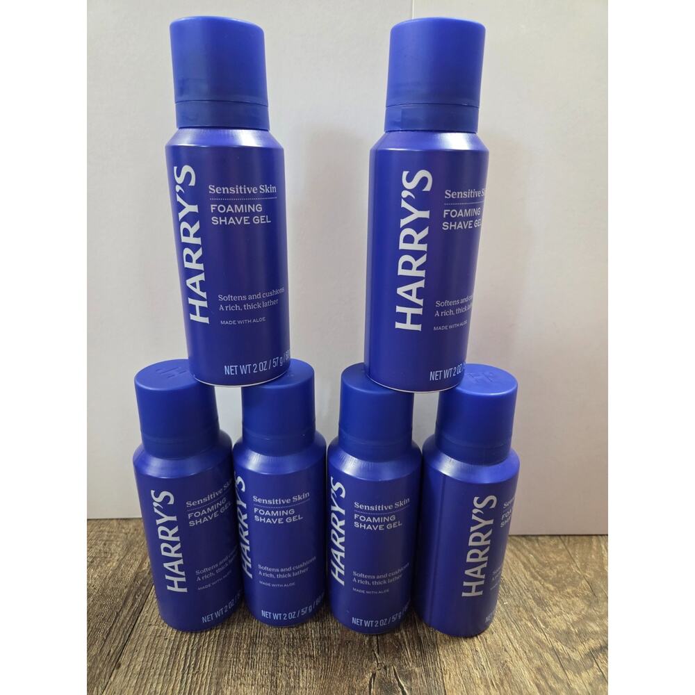 Harry's Men's Foaming Shave Shaving Gel Cream Aloe - 2oz Travel Size Lot of 6